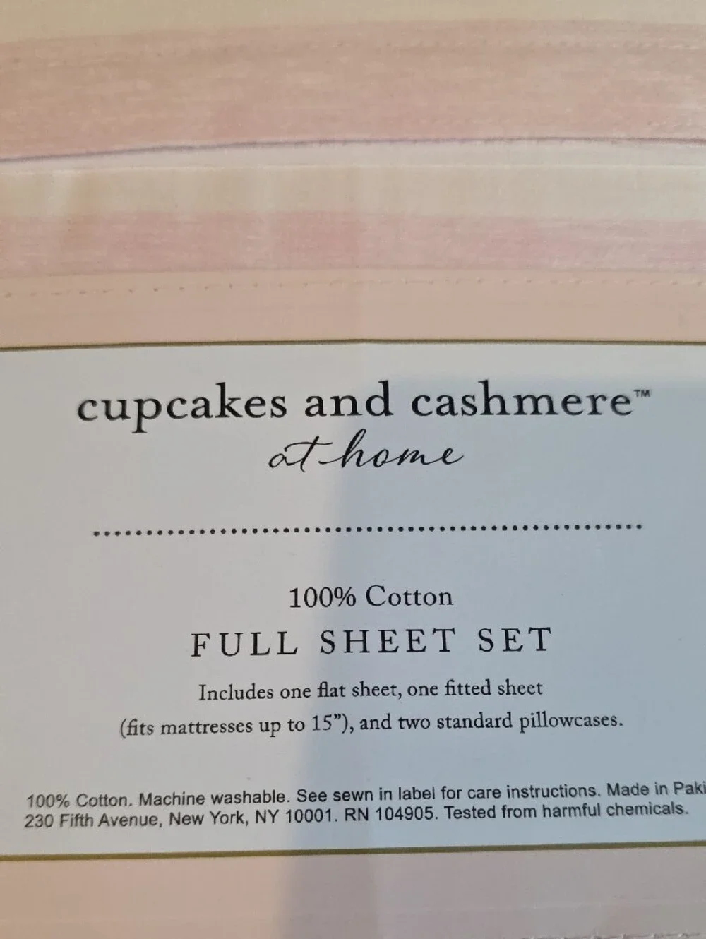 cupcakes & cashmere Pink and White Striped Full Sheet Set
